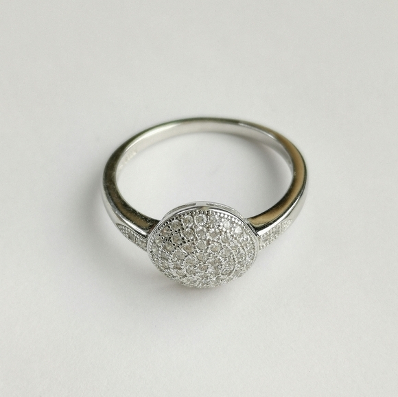 STERLING silver CZ pave dome ring size 8 - Picture 2 of 6